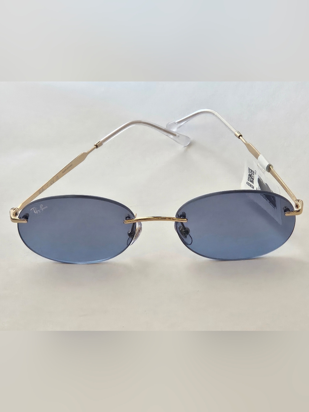 Ray-Ban RB3767 001/4C sunglasses Blue Rimless Gold With Case